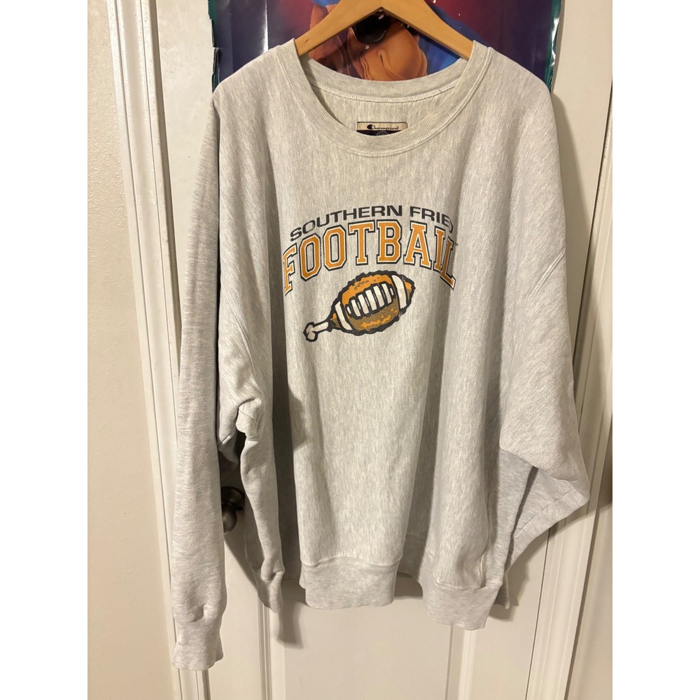 Champion Premium Reverse Weave Southern Fried Football Sweatshirt Gray 3XL